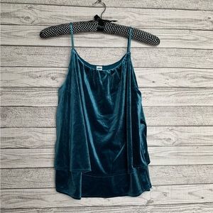 Old Navy Teal Velour 2 Tiered Sleeveless Blouse